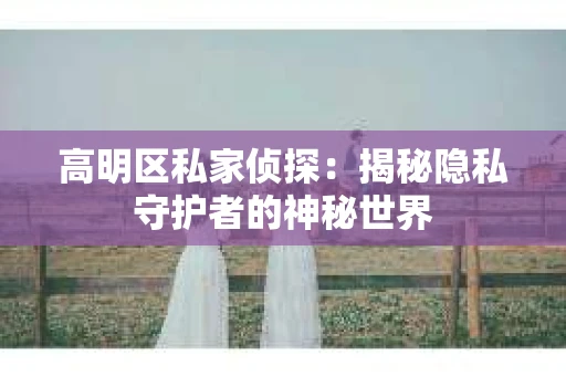 高明区私家侦探：揭秘隐私守护者的神秘世界
